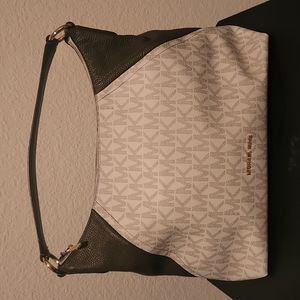 Michael Kors Aria Studded Leather/Coated Canvas Shoulder Bag